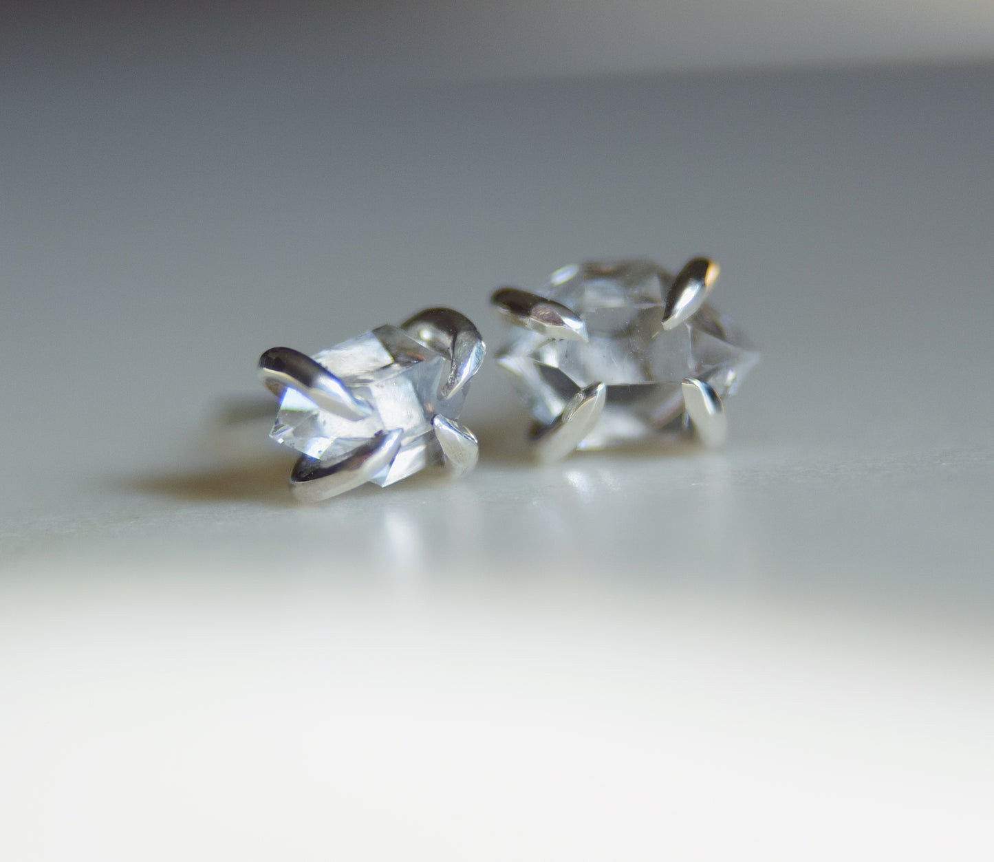 Herkimer Diamond Claw Studs