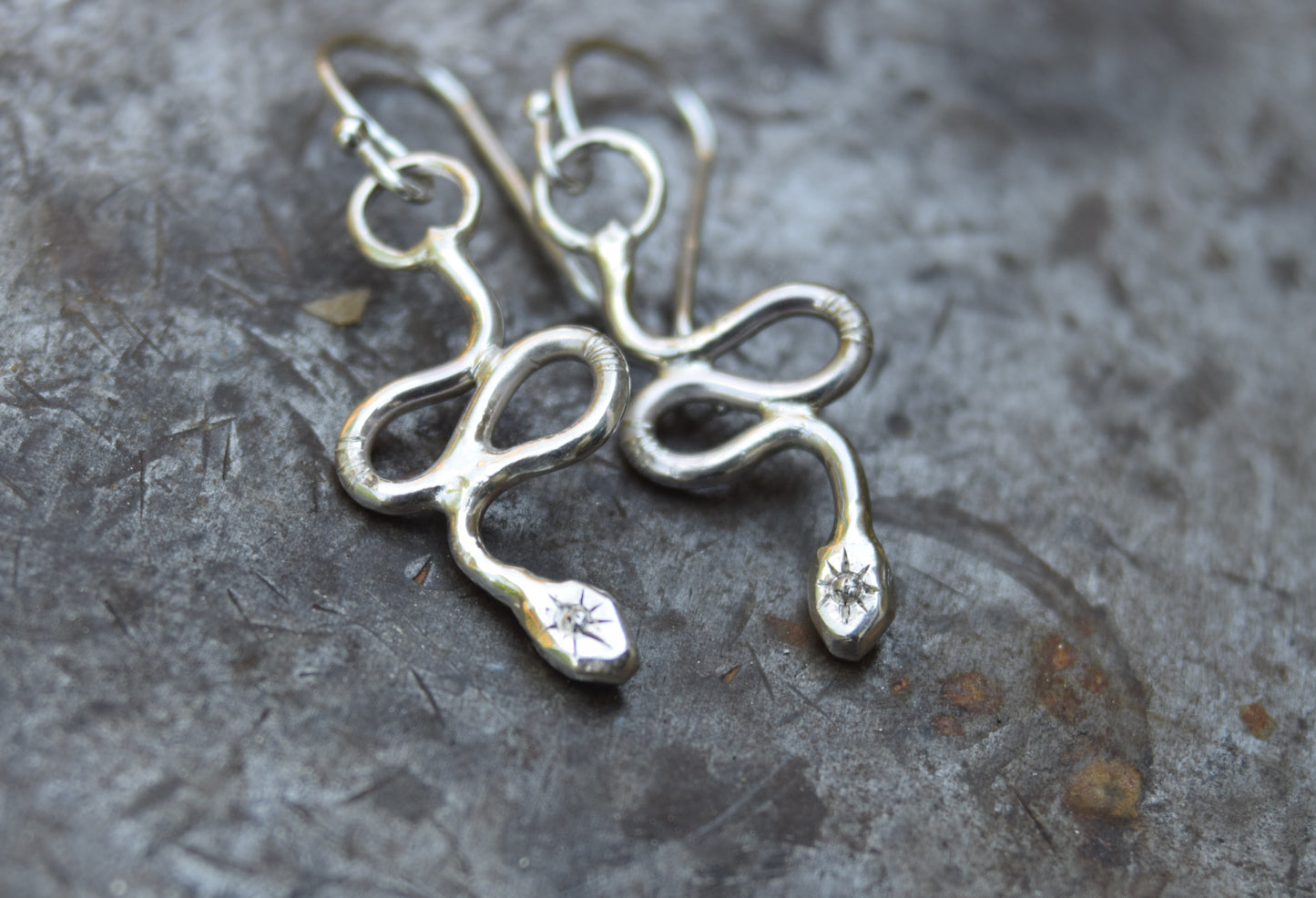 Engraved Snake Earrings