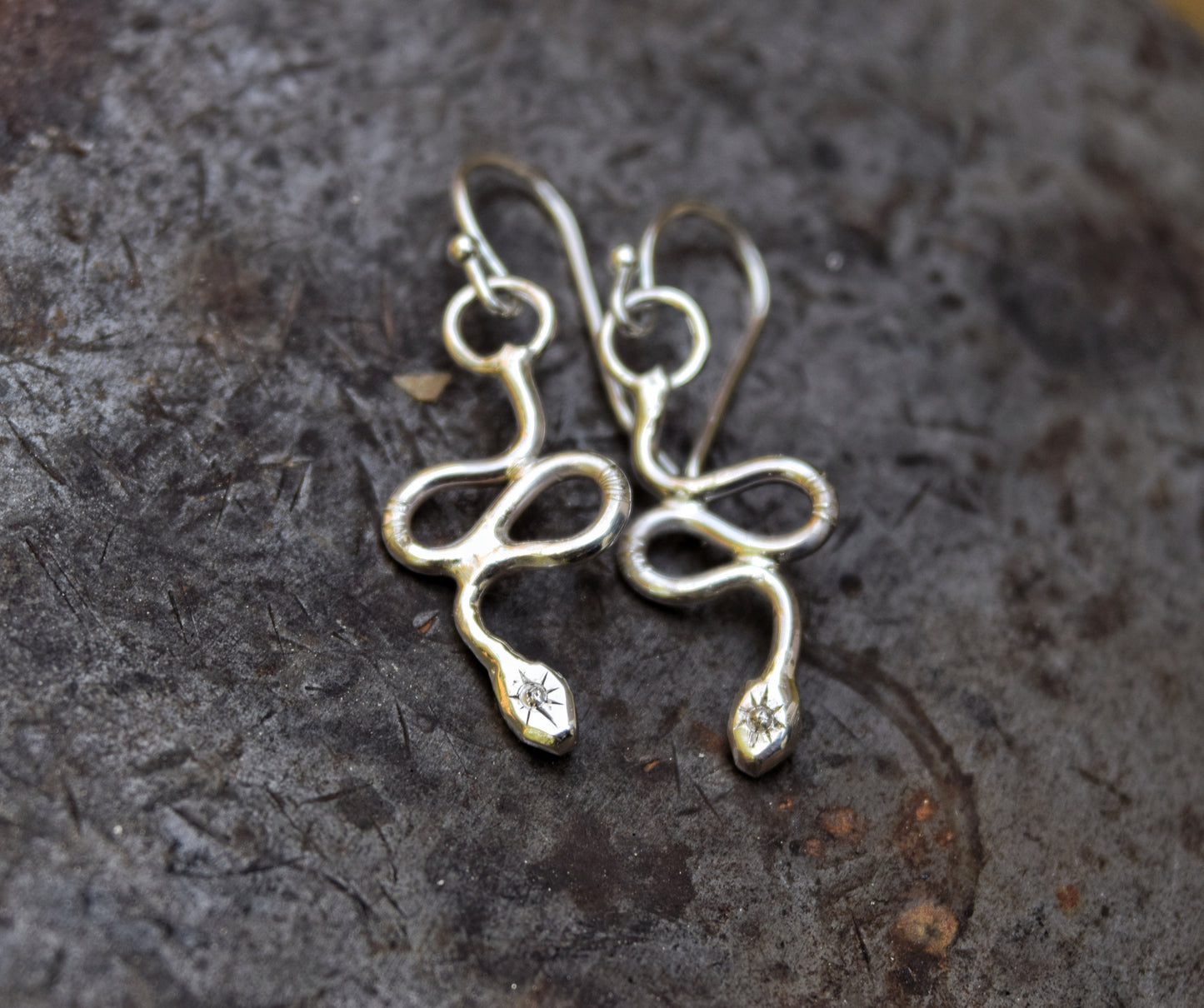 Engraved Snake Earrings